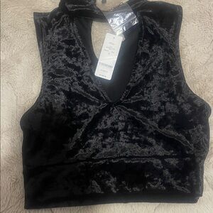 Bebe Black Velvet Crop Top